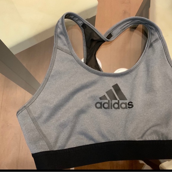 Adidas Kids Gray and Black Sports Bra - Picture 1 of 2